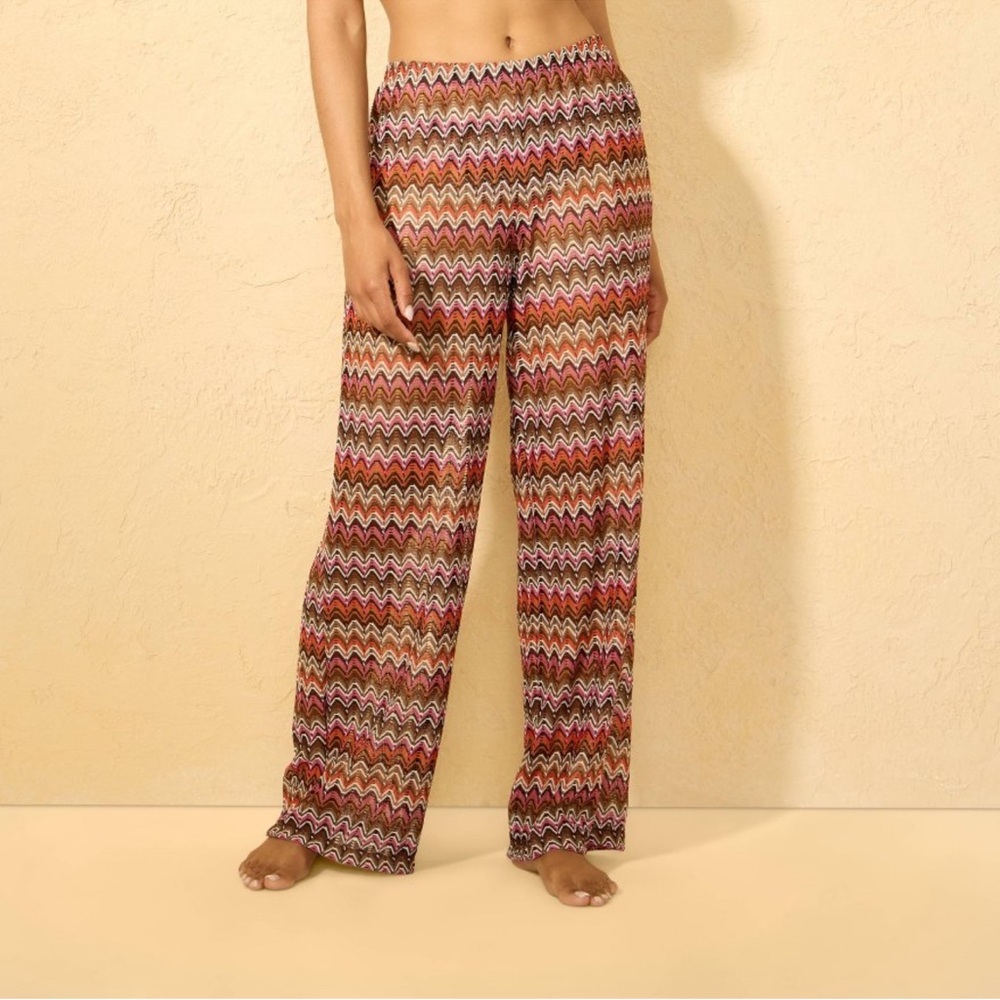Multicolor Zigzag Crochet Cover Up Pants NWT